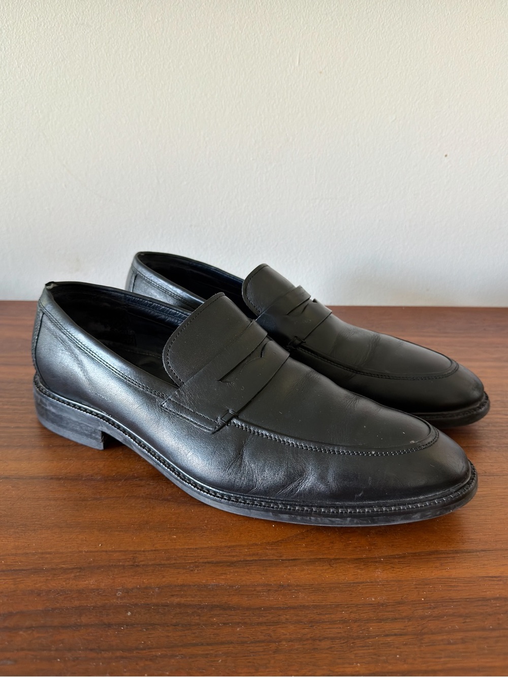 Cole Haan Men’s 10.5 M Black Leather Penny Loafers Slip On Dress Shoes Grand OS